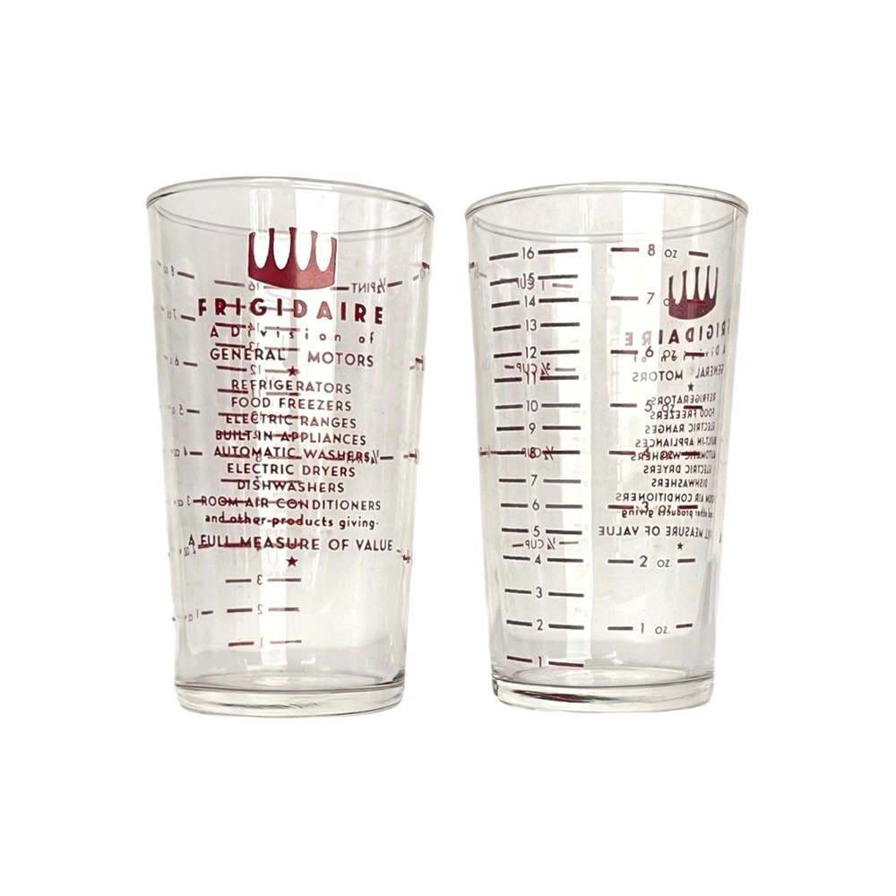 Set of 2 Frigidaire A Division of General Motors Measuring Glass Cups Pair